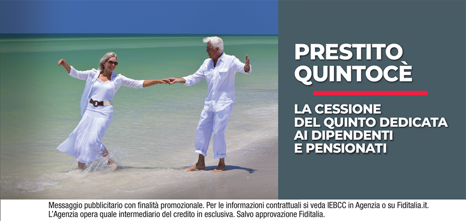 Agenzia Assifinance Fiditalia | Rimini, Savignano sul Rubicone, Ravenna, Pesaro, Cesena | Cessione del Quinto Quintocè - Un consulente dedicato per i progetti di dipendenti e pensionati. Messaggio pubblicitario con finalità promozionale. Per le informazioni contrattuali si veda IEBCC in Agenzia o su Fiditalia. it. L’Agenzia opera quale intermediario del credito in esclusiva. Salvo approvazione Fiditalia.